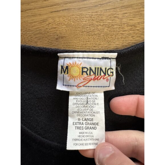 Morning Sun Velour Sweater Size XL Floral Birds 3/4 Sleeve USA Made Vintage - Picture 3 of 9